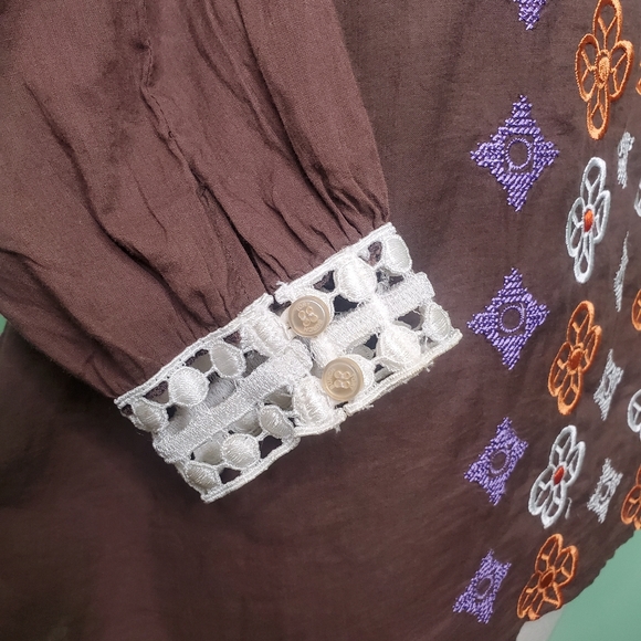 Tory Burch Long Sleeve Embroidered Peasant Top - Picture 7 of 8